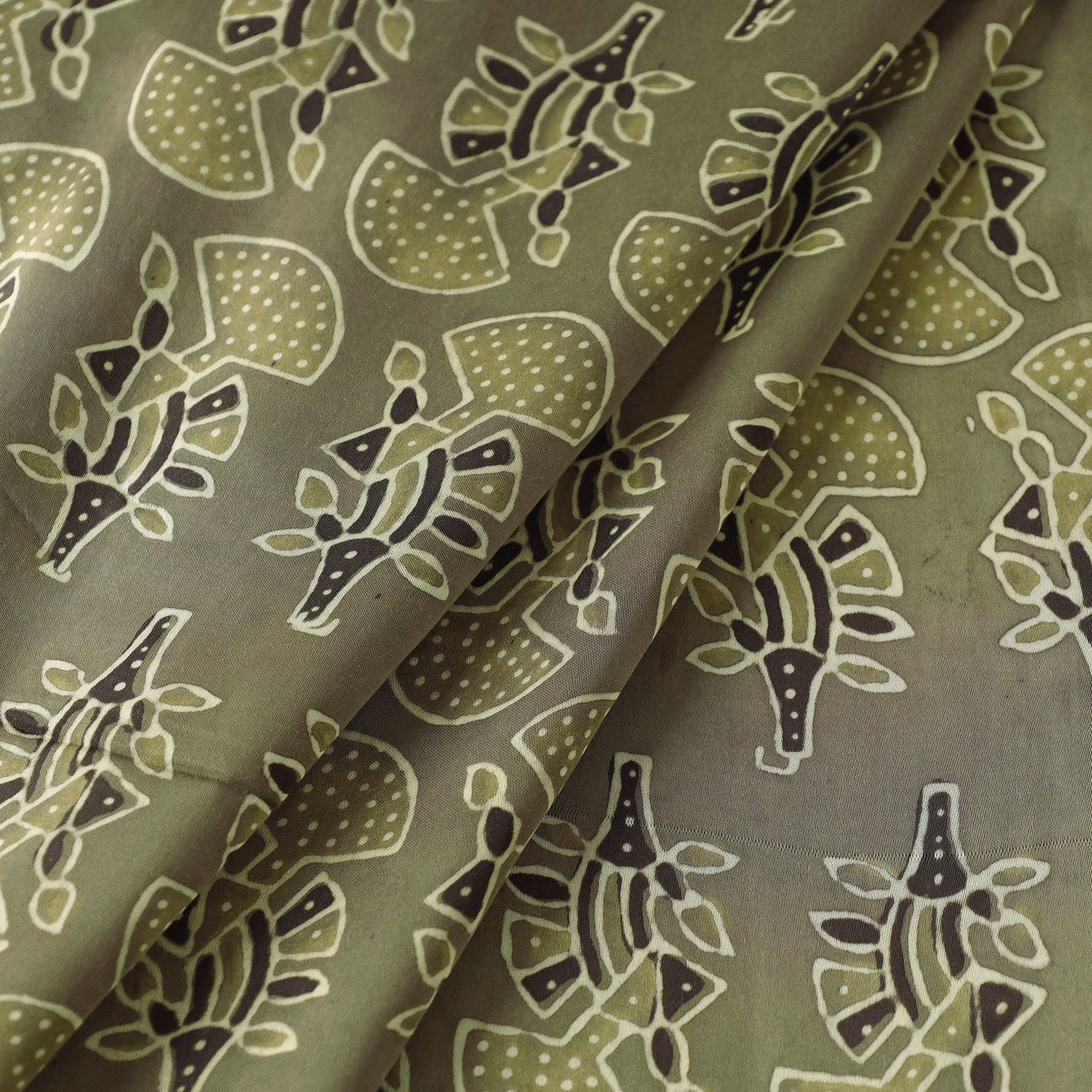 Brown - Kutch Hand Block Print Modal Silk Ajrakh Fabric 29