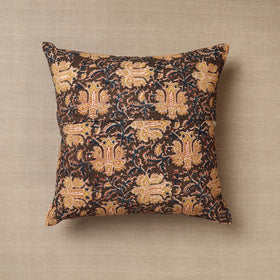 Brown Original Pedana Block Print Cotton Kalamkari Cushion Cover