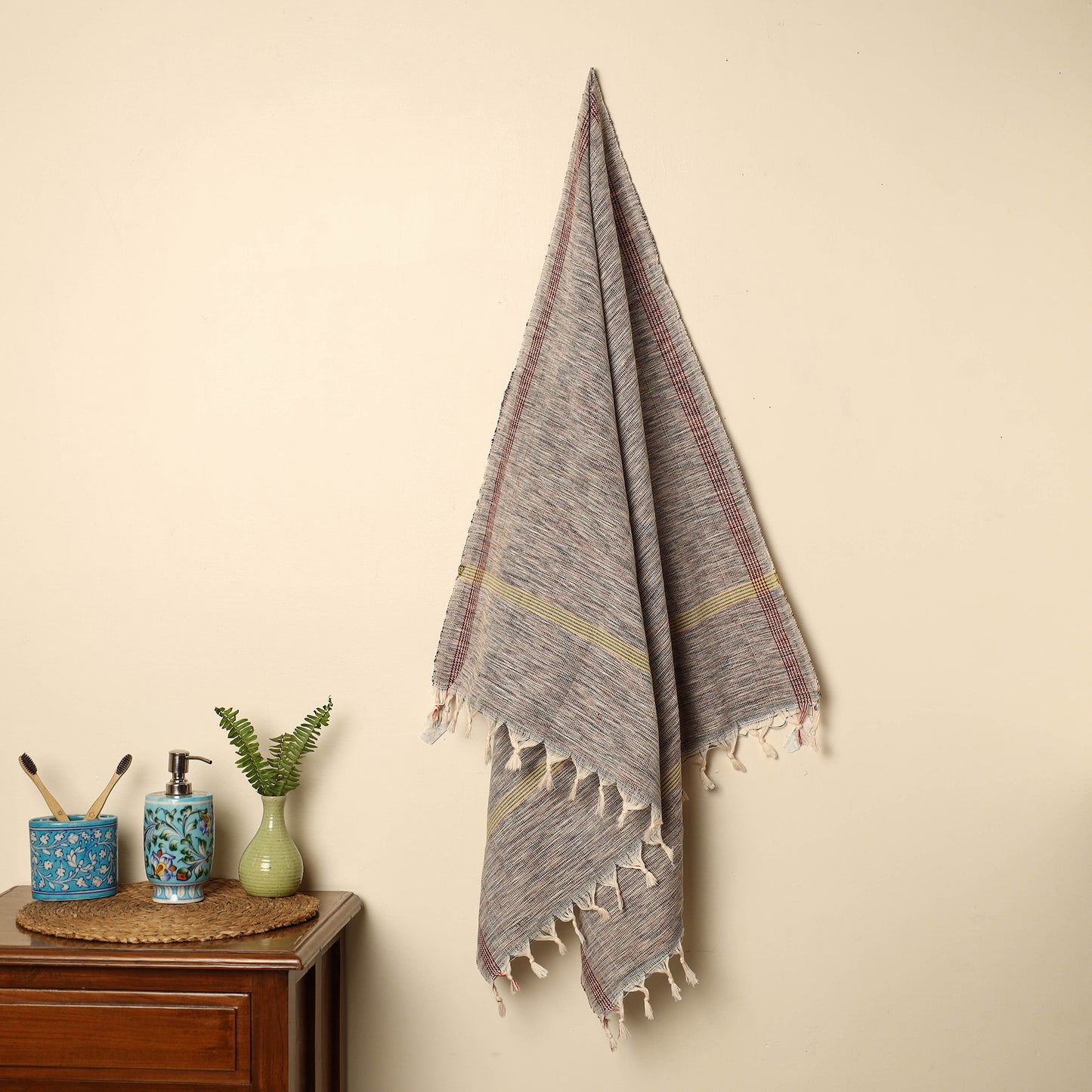 Beige - Handloom Fine Cotton Plain Bath Towel 134