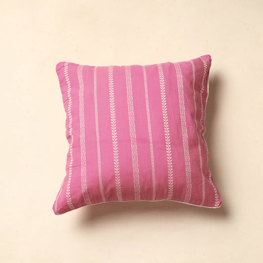 Pink - Jacquard Cotton Cushion Cover (16 x 16 in)