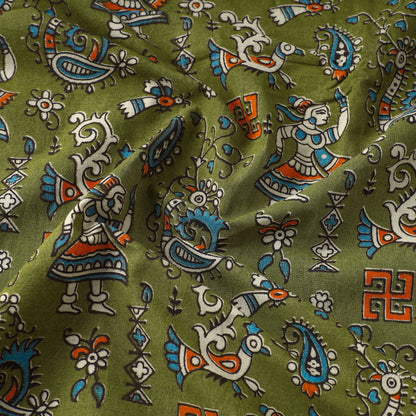 Green - Kalamkari Printed Cotton Fabric 32