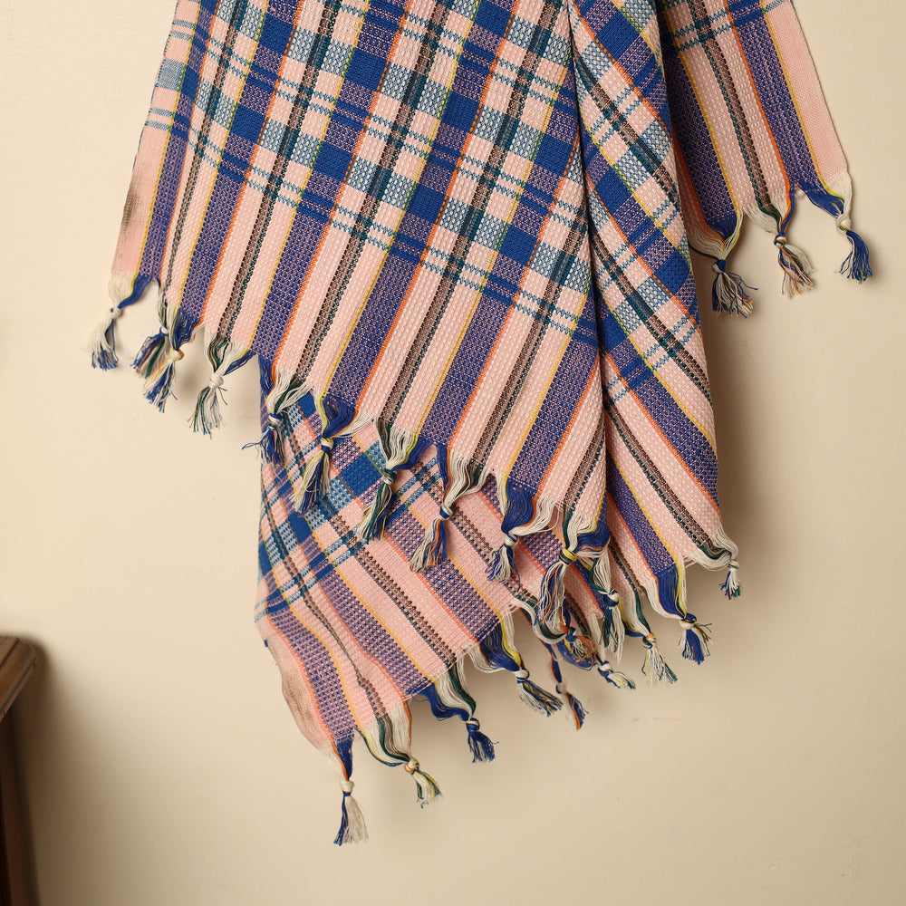 Blue - Handloom Fine Cotton Checks Bath Towel 135