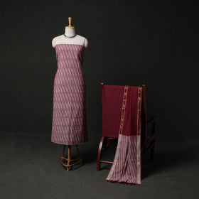 Pochampally Ikat Weave 3pc Cotton Unstitched Dress Material Suit Set 07