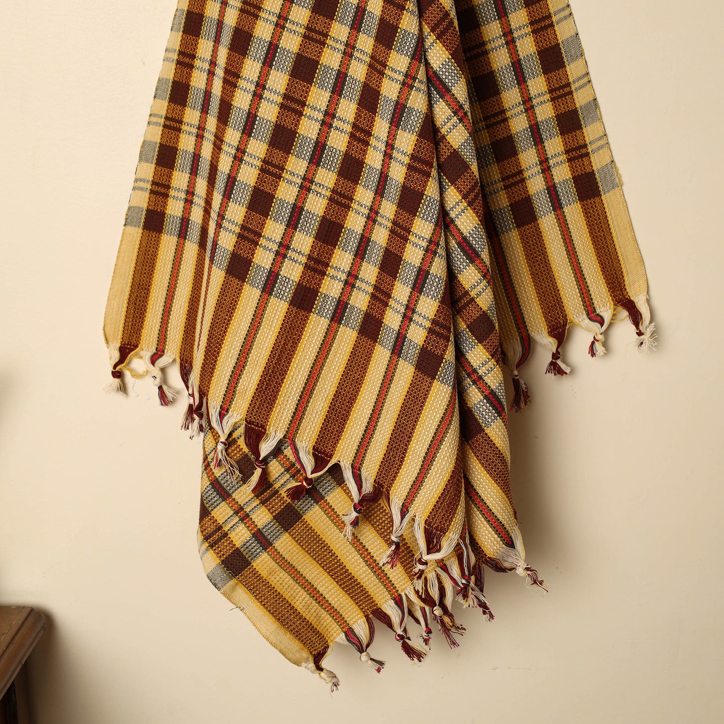 Brown - Handloom Fine Cotton Checks Bath Towel 136