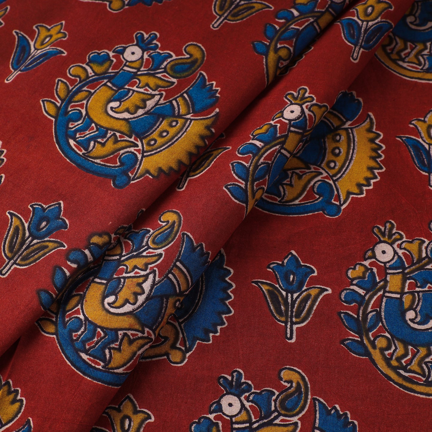 Red - Kalamkari Printed Cotton Fabric 34