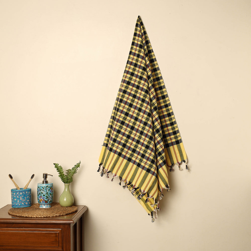 Black - Handloom Fine Cotton Checks Bath Towel 138