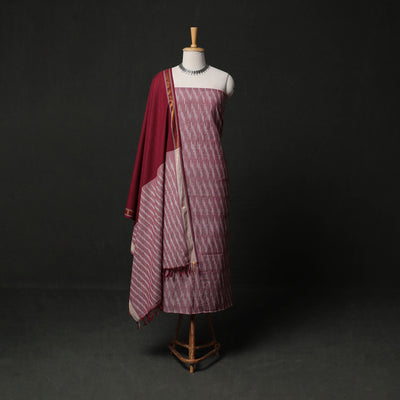 Pochampally Ikat Weave 3pc Cotton Unstitched Dress Material Suit Set 07