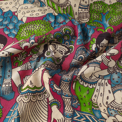 Multicolor - Kalamkari Printed Cotton Fabric 36