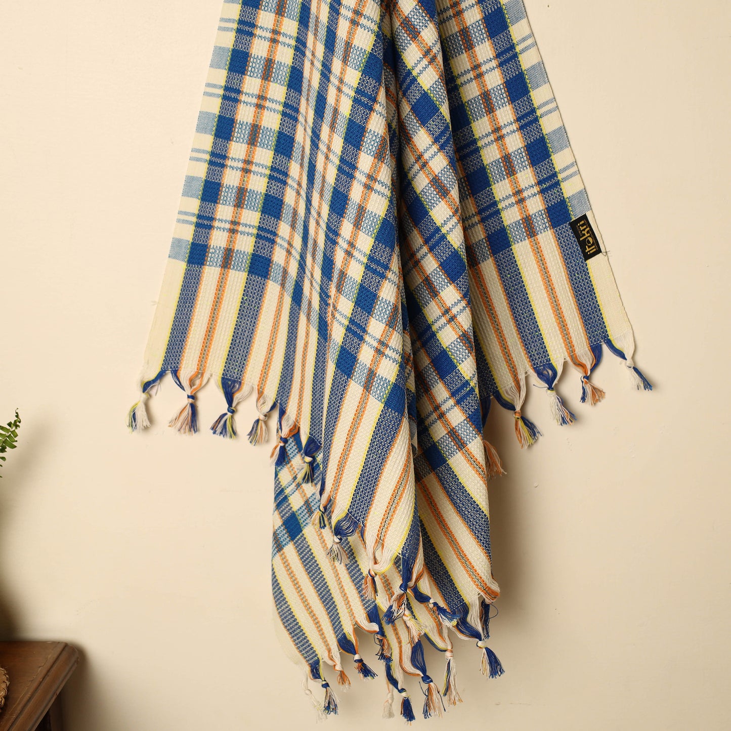 Blue - Handloom Fine Cotton Checks Bath Towel 139