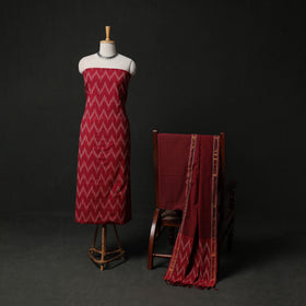 Pochampally Ikat Weave 3pc Cotton Unstitched Dress Material Suit Set 08