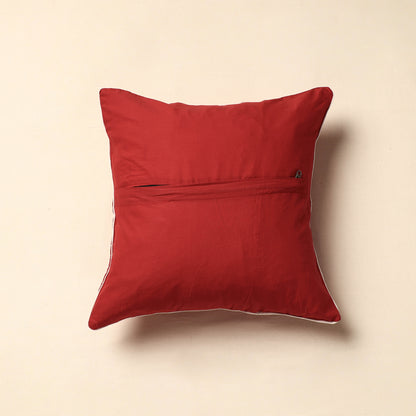 Red - Jacquard Cotton Cushion Cover (16 x 16 in)