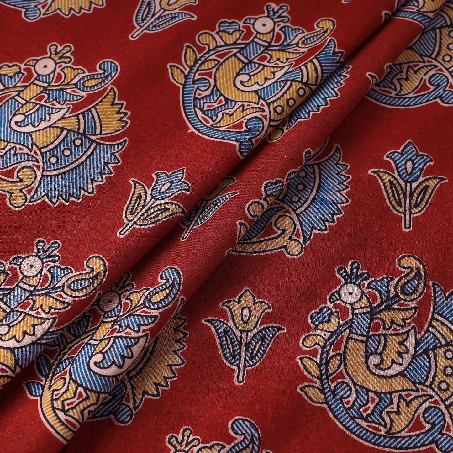 Red - Kalamkari Printed Cotton Fabric 37