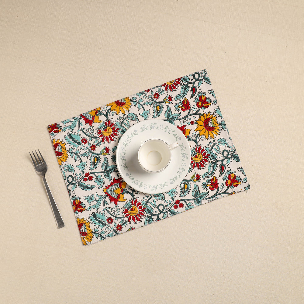 Floral Print Cotton Reversible Table Mat 16