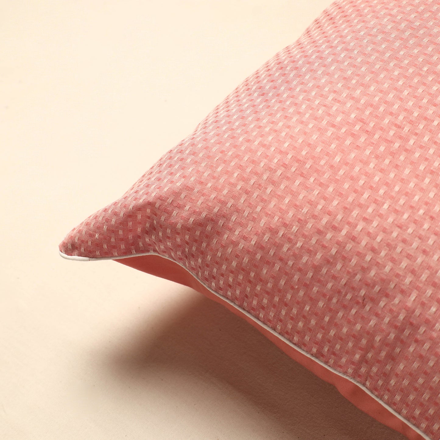 Pink - Jacquard Cotton Cushion Cover (16 x 16 in)