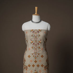 Woolen Heavy Embroidered Unstitched Dress Material: Kurta, Bottom & Dupatta 35