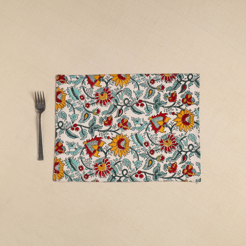 Floral Print Cotton Reversible Table Mat 16