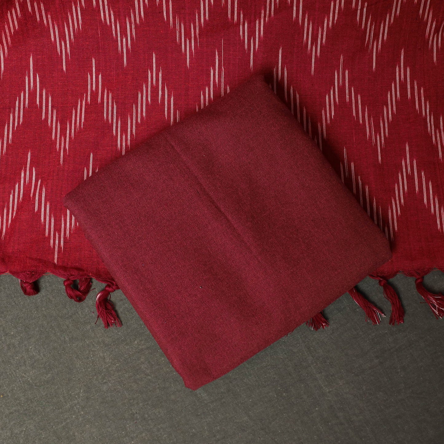 Pochampally Ikat Weave 3pc Cotton Unstitched Dress Material Suit Set 08