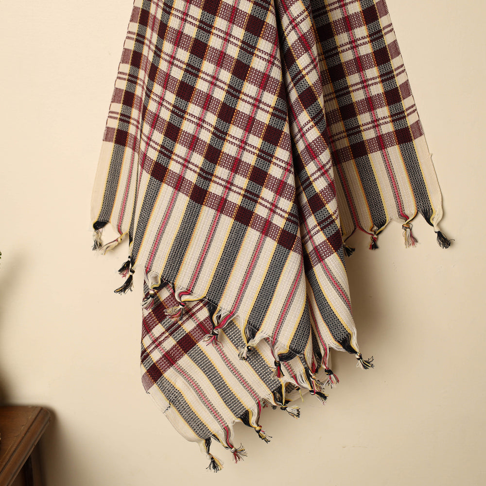 Maroon - Handloom Fine Cotton Checks Bath Towel 143