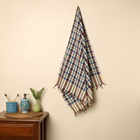 Blue - Handloom Fine Cotton Checks Bath Towel 145