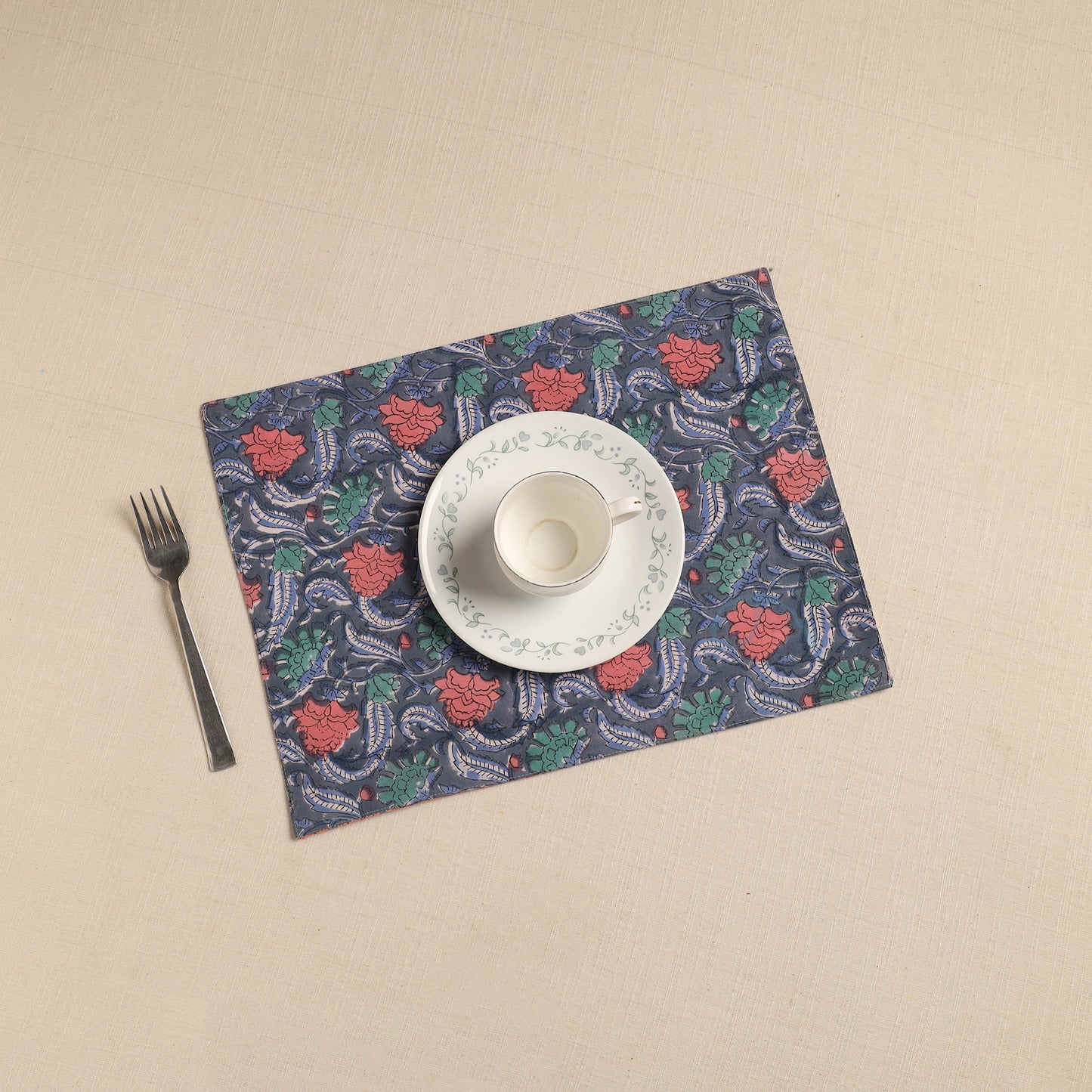 Floral Print Cotton Reversible Table Mat 17