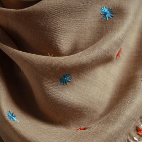 Brown - phulkari hand embroidered wool shawl 01
