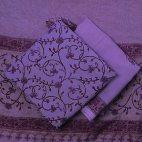 Buy 3pc Sanganeri Block Printed Cotton Suit Material with Chanderi Silk Dupatta 08 Onine at iTokri.com