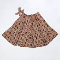 Beige - Kalamkari Block Printed Cotton Wrap Around Skirt 11