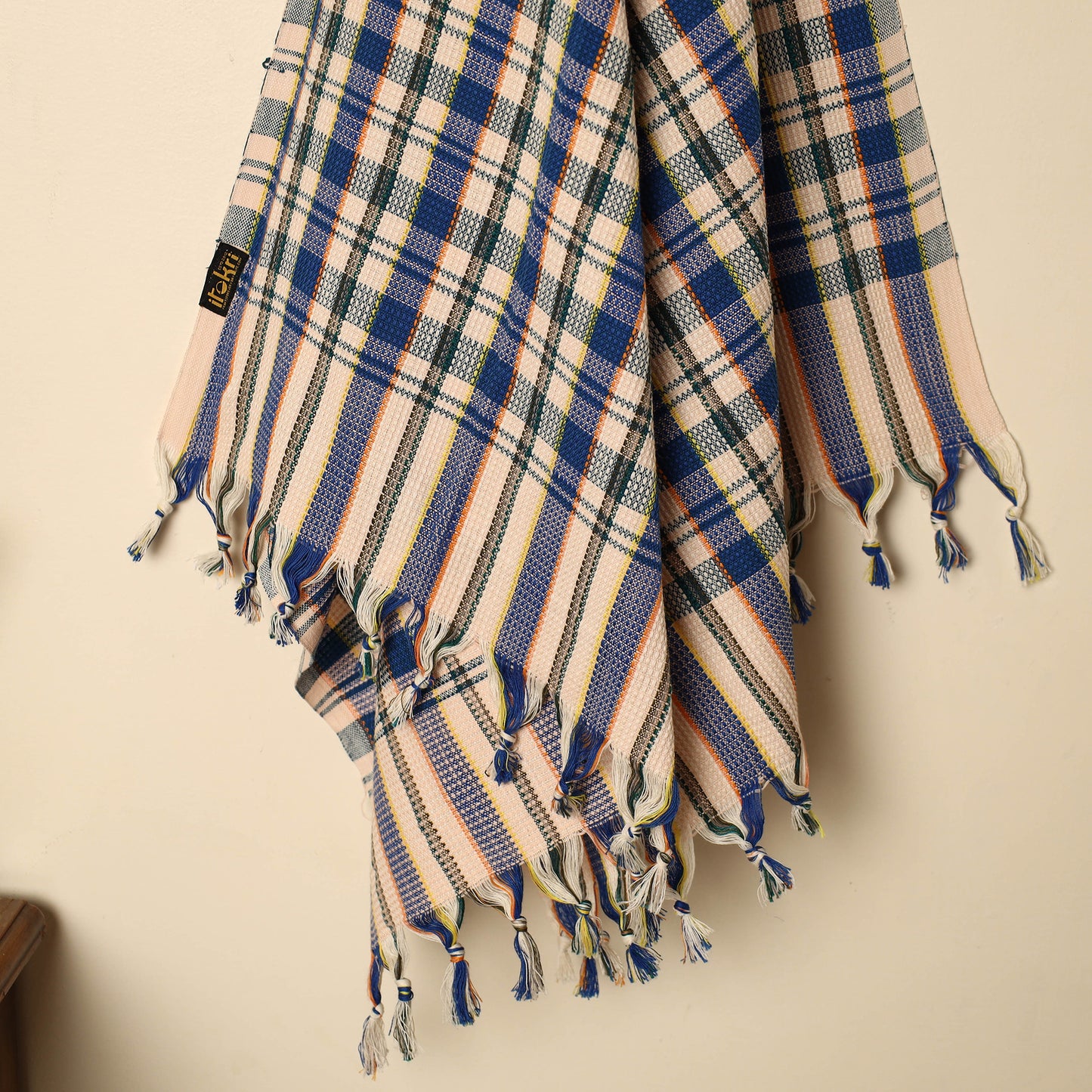 Blue - Handloom Fine Cotton Checks Bath Towel 147