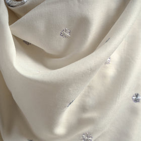 White - phulkari hand embroidered wool shawl 02