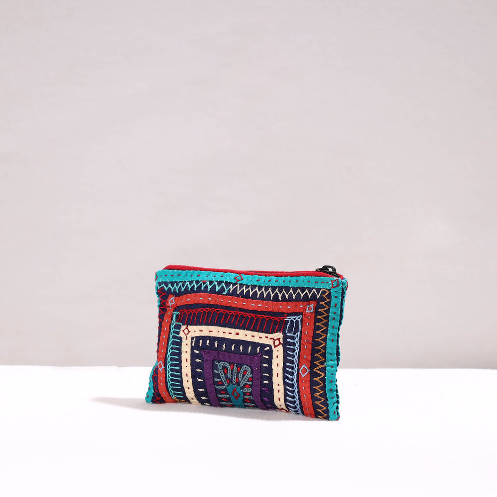 Kutch Dhebariya Qatab Hand Embroidery Cotton Coin Pouch