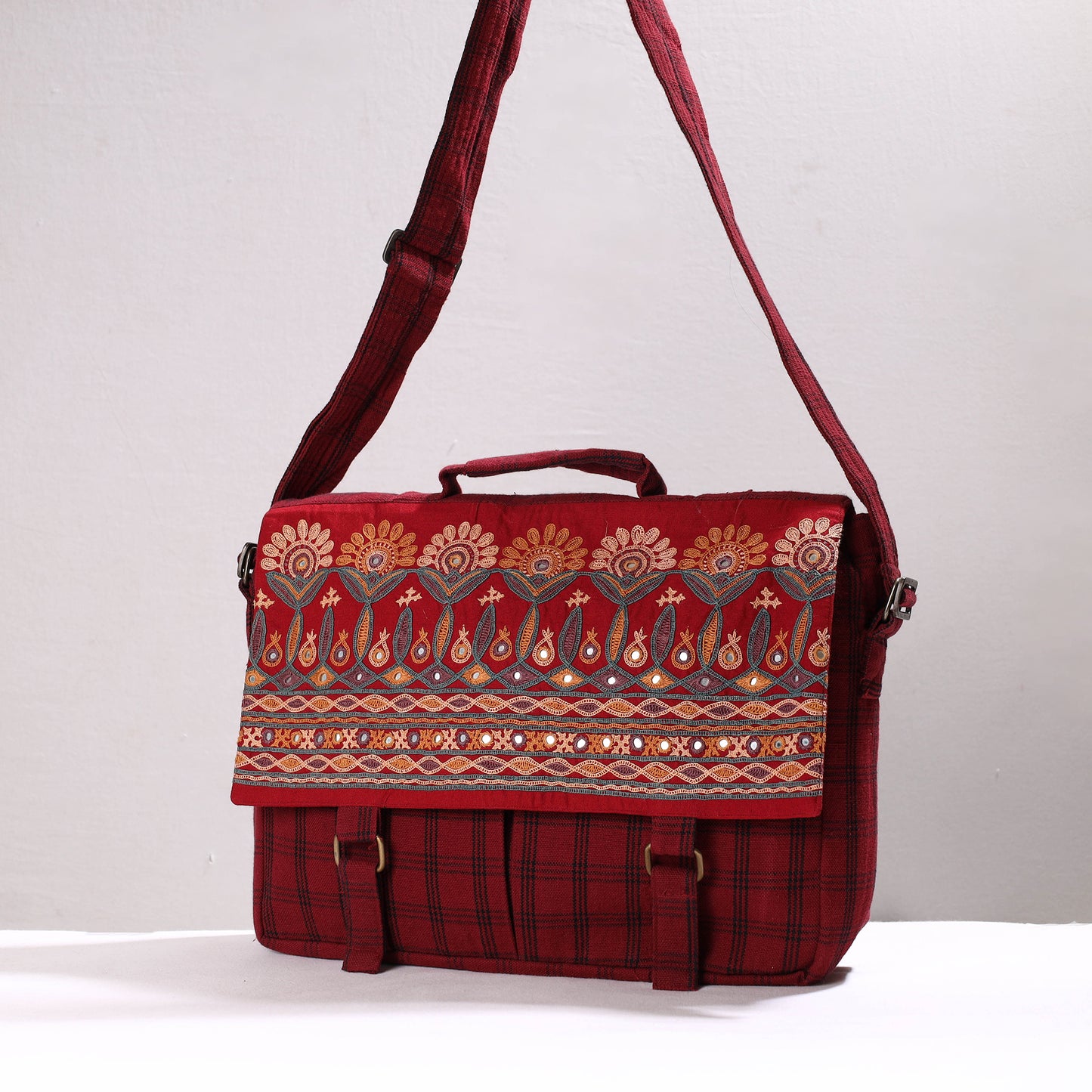 Kutch Ahir Hand Embroidery Cotton Laptop Bag