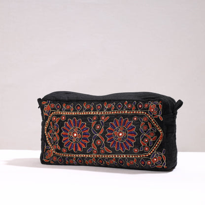 Kutch Pakko Hand Embroidery Mashru Silk Travel Pouch