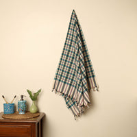 Green - Handloom Fine Cotton Checks Bath Towel 148