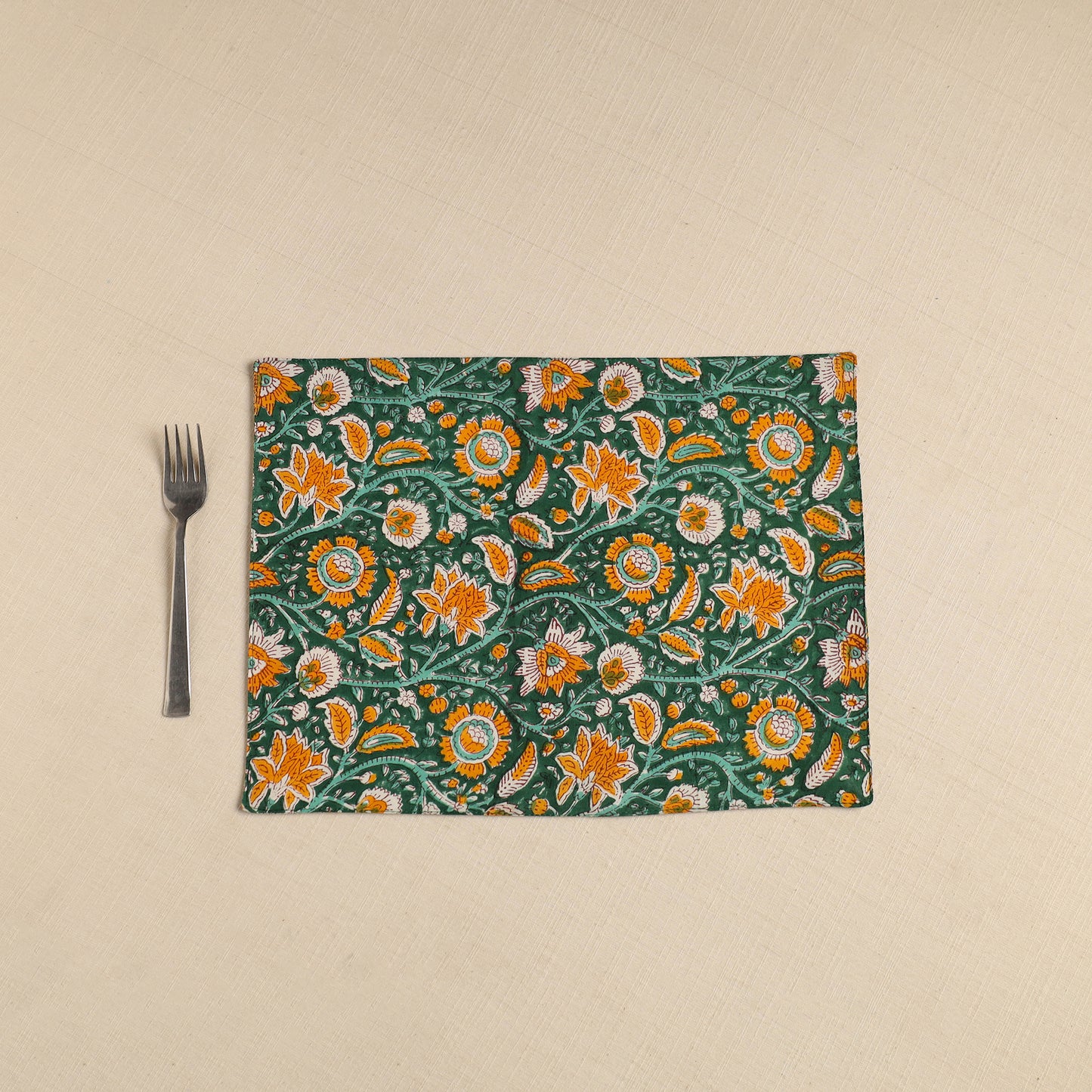 Floral Print Cotton Reversible Table Mat 18