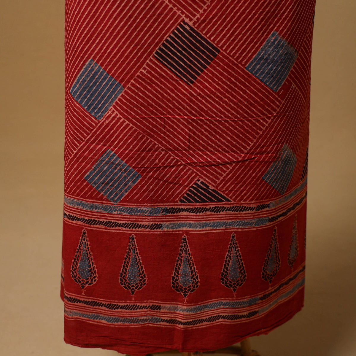 Ajrakh Hand Block Print Natural Dyed Cotton Unstitched Kurta Material (2.9M) 02