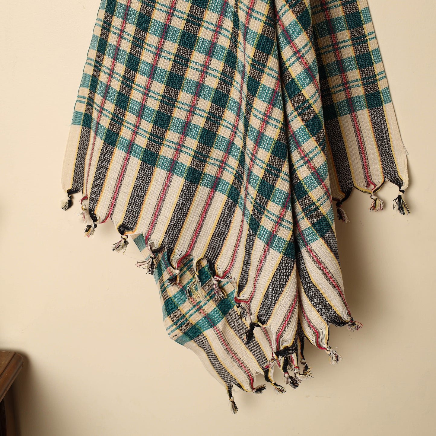 Green - Handloom Fine Cotton Checks Bath Towel 148