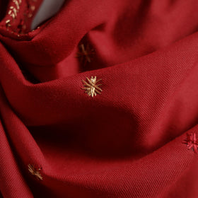 Red - phulkari hand embroidered wool shawl 04 - handcrafted