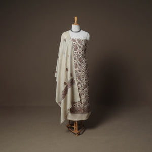 Woolen Heavy Embroidered Unstitched Dress Material: Kurta, Bottom & Dupatta 38