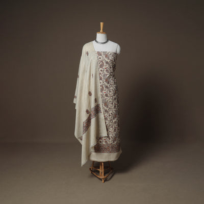 Woolen Heavy Embroidered Unstitched Dress Material: Kurta, Bottom & Dupatta 38