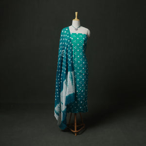 Bandhani Cotton Unstitched Dress Material: Kurta & Dupatta with Jewellery 13