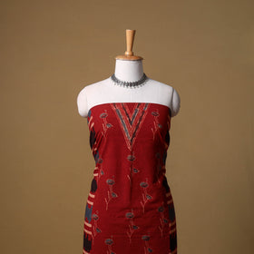 Ajrakh Hand Block Print Natural Dyed Cotton Unstitched Kurta Material (3M) 03