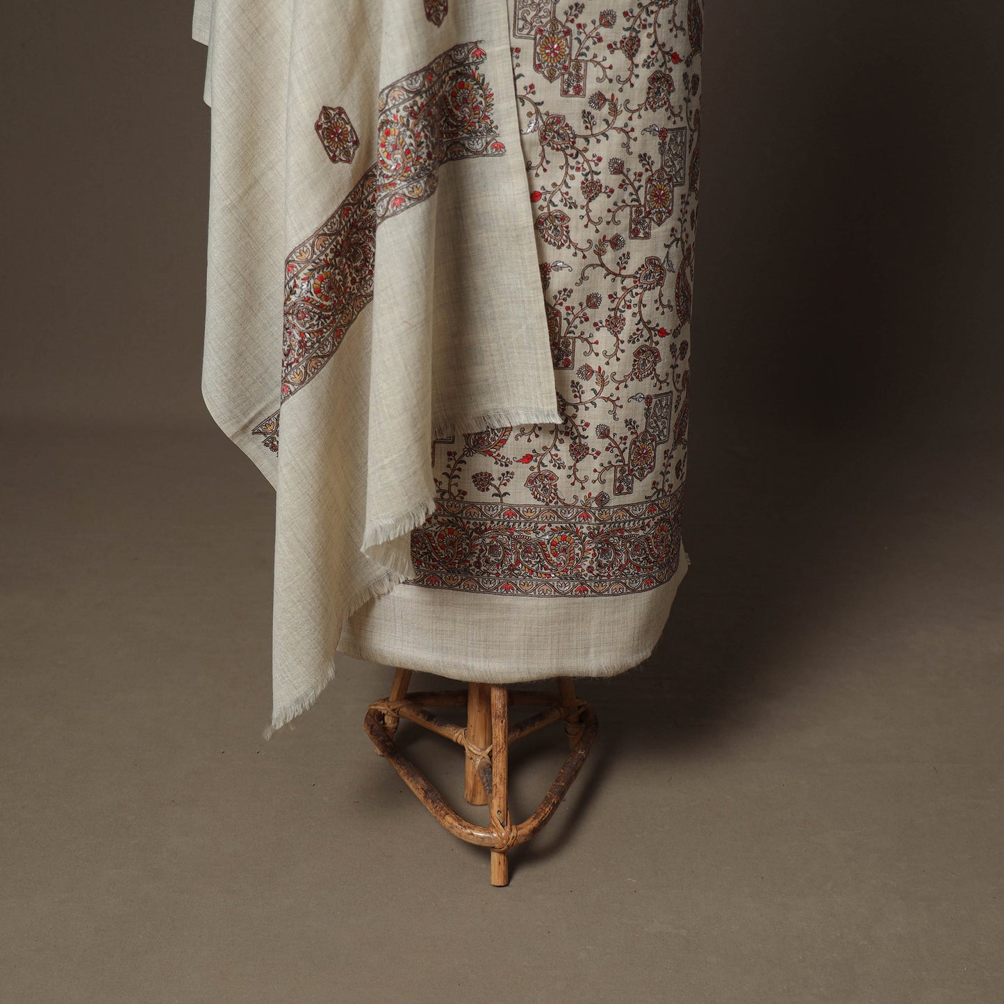 Woolen Heavy Embroidered Unstitched Dress Material: Kurta, Bottom & Dupatta 38