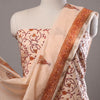 Beige - 3pc Sanganeri Block Printed Cotton Suit Material with Chanderi Silk Dupatta 19