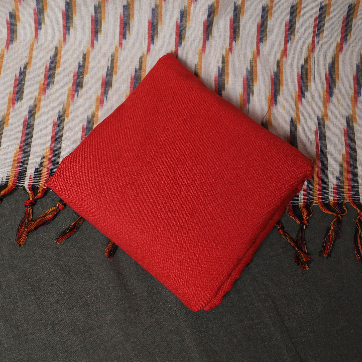 Pochampally Ikat Weave 3pc Cotton Unstitched Dress Material Suit Set 11
