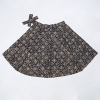 Black - Kalamkari Block Printed Cotton Wrap Around Skirt 04