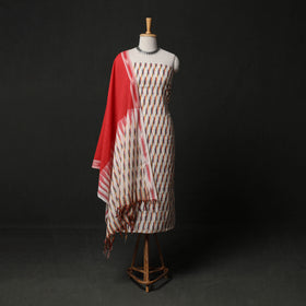 Pochampally Ikat Weave 3pc Cotton Unstitched Dress Material Suit Set 11