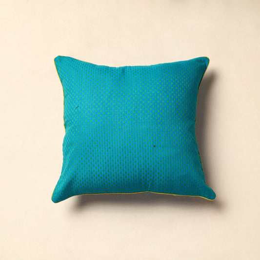 Blue - Jacquard Cotton Cushion Cover (16 x 16 in)