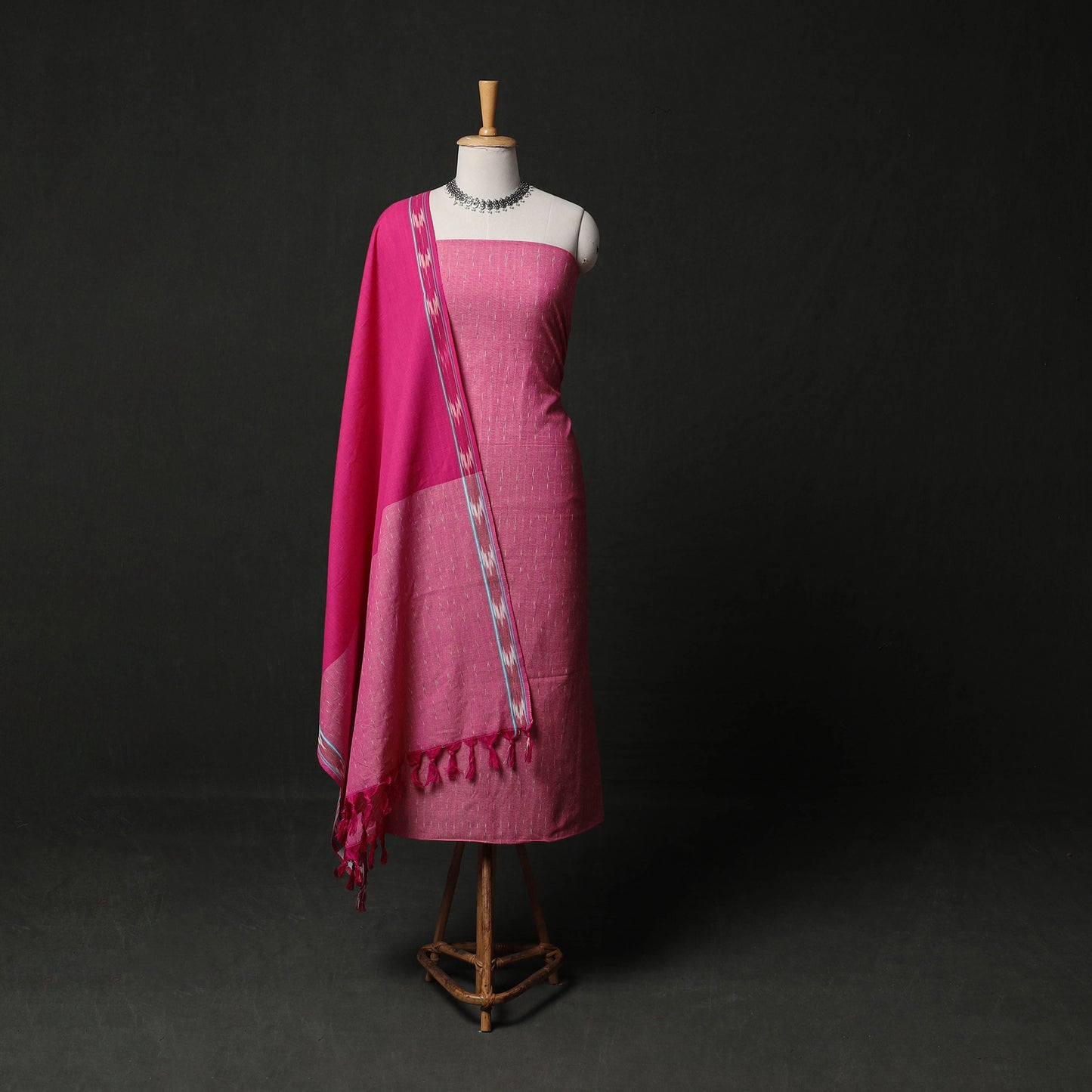 Pochampally Ikat Weave 3pc Cotton Unstitched Dress Material Suit Set 12