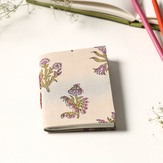 Sanganeri Fabric Cover Handmade Paper Notebook (5 x 3 in) 17
