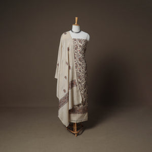 Woolen Heavy Embroidered Unstitched Dress Material: Kurta, Bottom & Dupatta 39